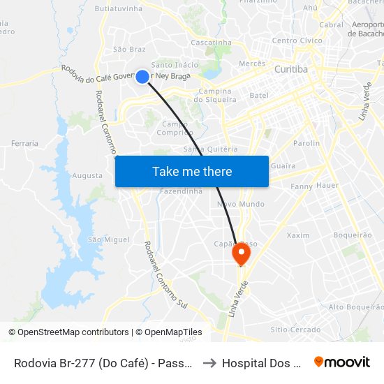 Rodovia Br-277 (Do Café) - Passarela Brf to Hospital Dos Olhos map