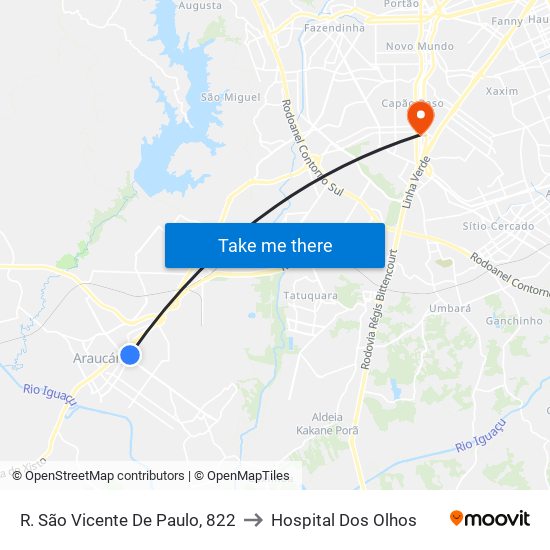 R. São Vicente De Paulo, 822 to Hospital Dos Olhos map