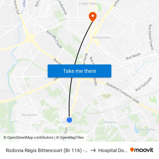 Rodovia Régis Bittencourt (Br 116) - Viaduto Pompéia to Hospital Dos Olhos map