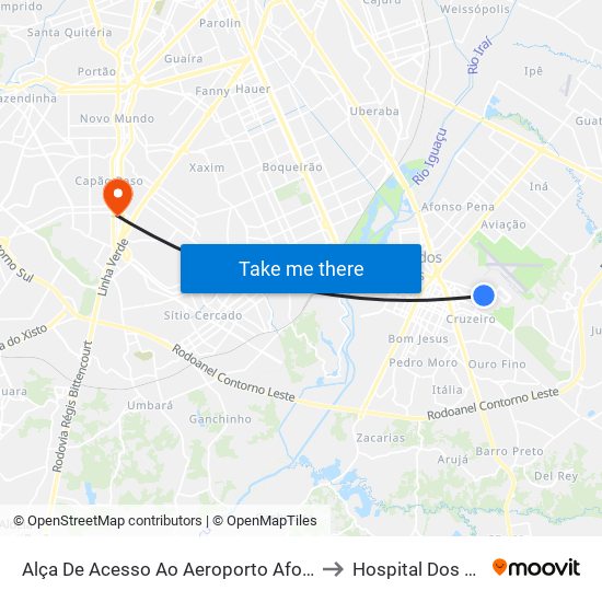 Alça De Acesso Ao Aeroporto Afonso Pena to Hospital Dos Olhos map