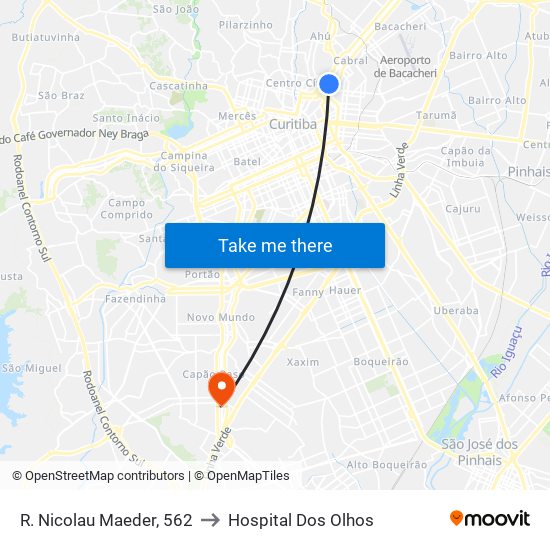 R. Nicolau Maeder, 562 to Hospital Dos Olhos map