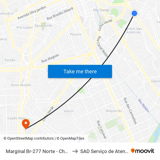 Marginal Br-277 Norte - Churrascaria Marumbi to SAD Serviço de Atenção Domiciliar map