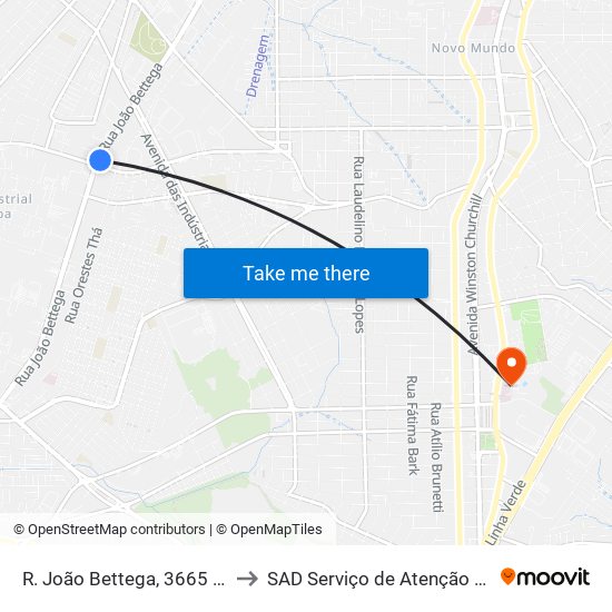 R. João Bettega, 3665 - Circuito to SAD Serviço de Atenção Domiciliar map