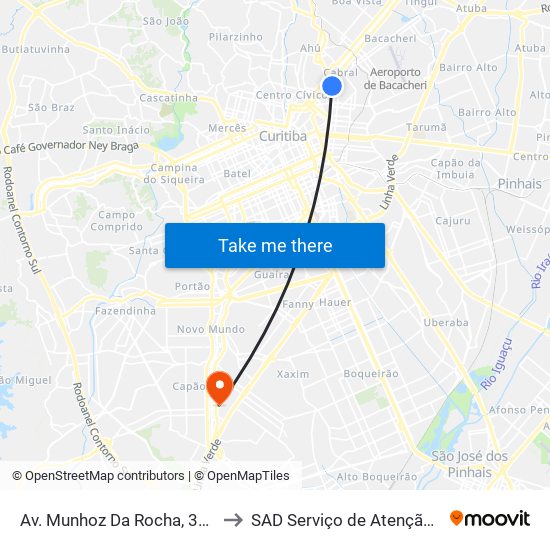 Av. Munhoz Da Rocha, 303 (Comec) to SAD Serviço de Atenção Domiciliar map