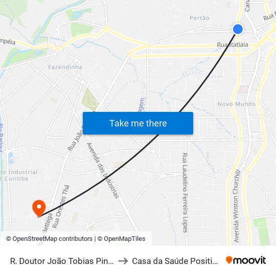 R. Doutor João Tobias Pinto Rebelo, 3500 to Casa da Saúde Positivo Informática map