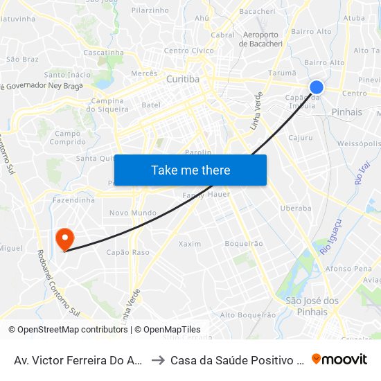 Av. Victor Ferreira Do Amaral, 3377 to Casa da Saúde Positivo Informática map