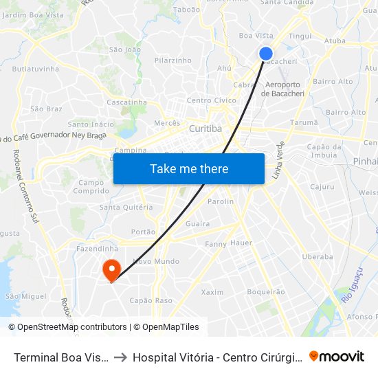 Terminal Boa Vista to Hospital Vitória - Centro Cirúrgico map