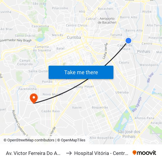 Av. Victor Ferreira Do Amaral, 3141 to Hospital Vitória - Centro Cirúrgico map