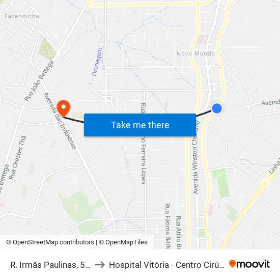 R. Irmãs Paulinas, 5600 to Hospital Vitória - Centro Cirúrgico map