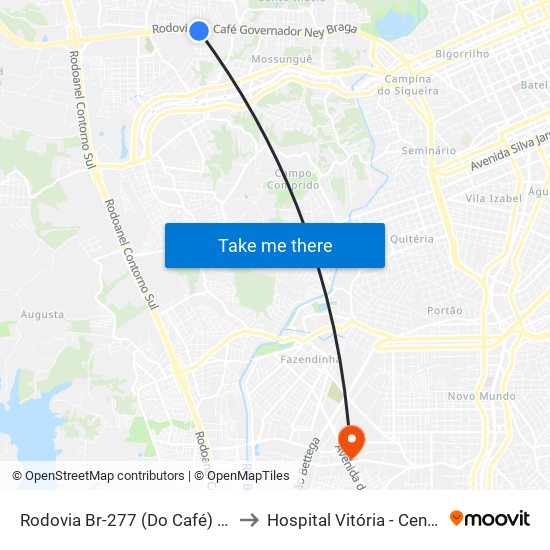 Rodovia Br-277 (Do Café) - Passarela Brf to Hospital Vitória - Centro Cirúrgico map
