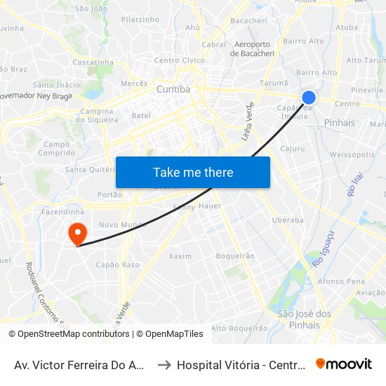 Av. Victor Ferreira Do Amaral, 3377 to Hospital Vitória - Centro Cirúrgico map