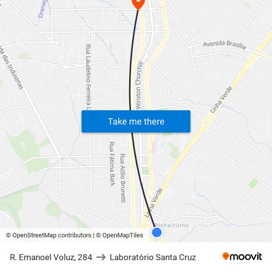 R. Emanoel Voluz, 284 to Laboratório Santa Cruz map