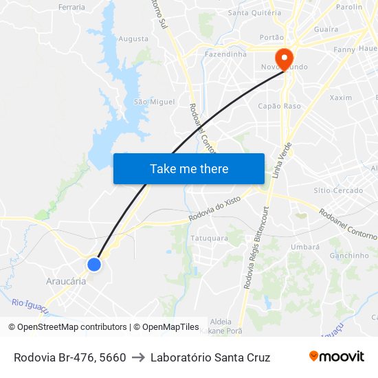 Rodovia Br-476, 5660 to Laboratório Santa Cruz map