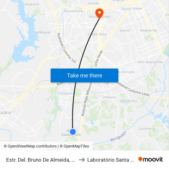 Estr. Del. Bruno De Almeida, 3986 to Laboratório Santa Cruz map