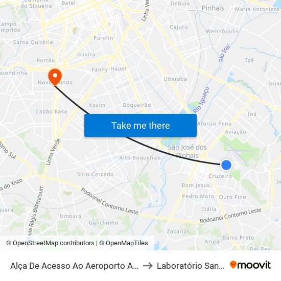 Alça De Acesso Ao Aeroporto Afonso Pena to Laboratório Santa Cruz map