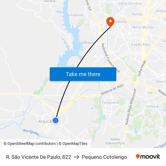 R. São Vicente De Paulo, 822 to Pequeno Cotolengo map