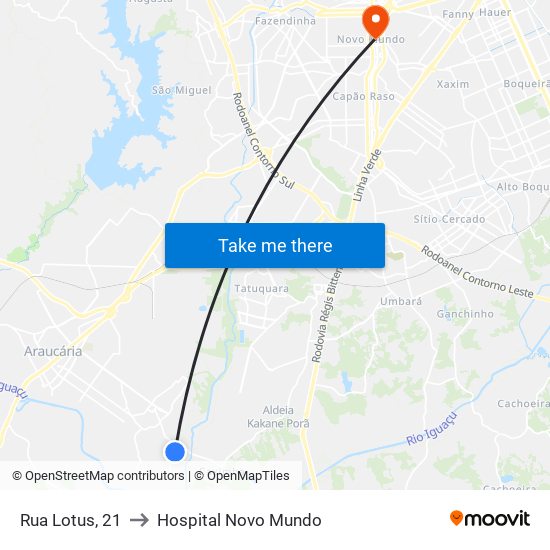 Rua Lotus, 21 to Hospital Novo Mundo map
