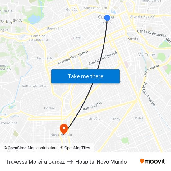 Travessa Moreira Garcez to Hospital Novo Mundo map