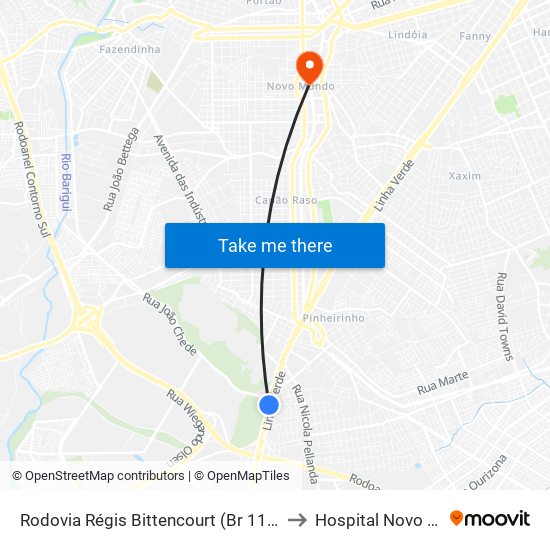 Rodovia Régis Bittencourt (Br 116) - Servopa to Hospital Novo Mundo map
