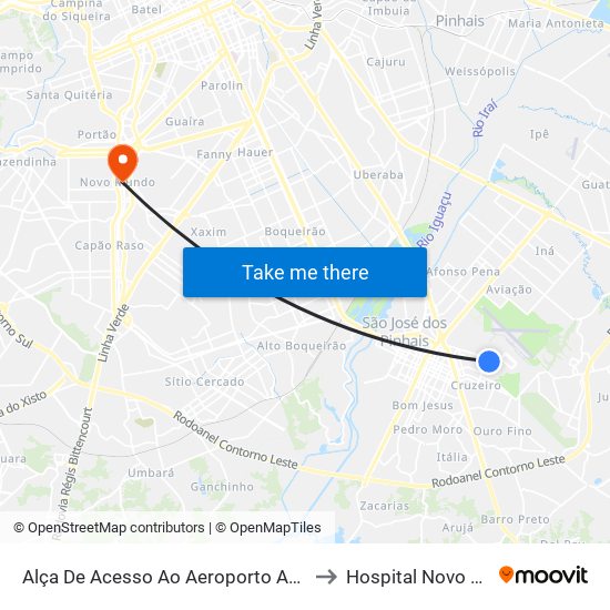 Alça De Acesso Ao Aeroporto Afonso Pena to Hospital Novo Mundo map