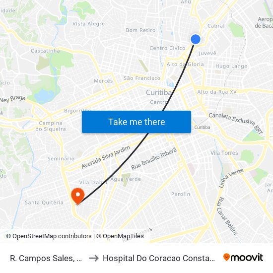 R. Campos Sales, 842 to Hospital Do Coracao Constantino map