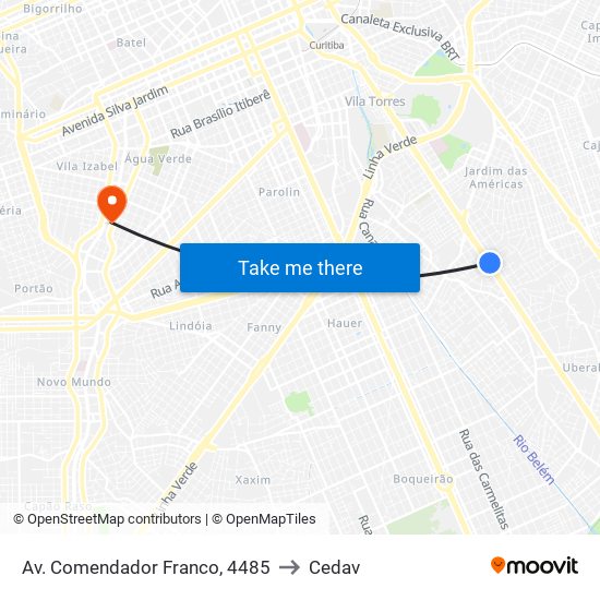 Av. Comendador Franco, 4485 to Cedav map