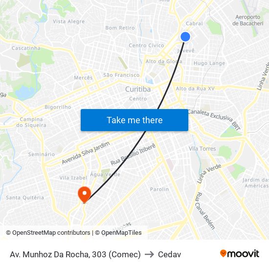 Av. Munhoz Da Rocha, 303 (Comec) to Cedav map