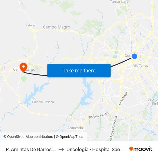 R. Amintas De Barros, 300 to Oncologia - Hospital São Lucas map