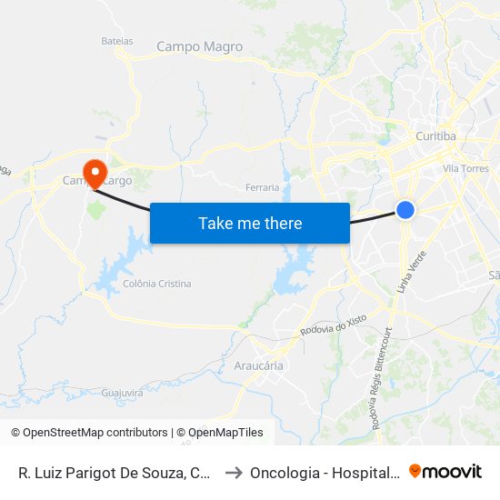 R. Luiz Parigot De Souza, Colégio Bagozzi to Oncologia - Hospital São Lucas map