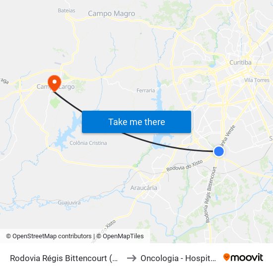 Rodovia Régis Bittencourt (Br 116) - Servopa to Oncologia - Hospital São Lucas map