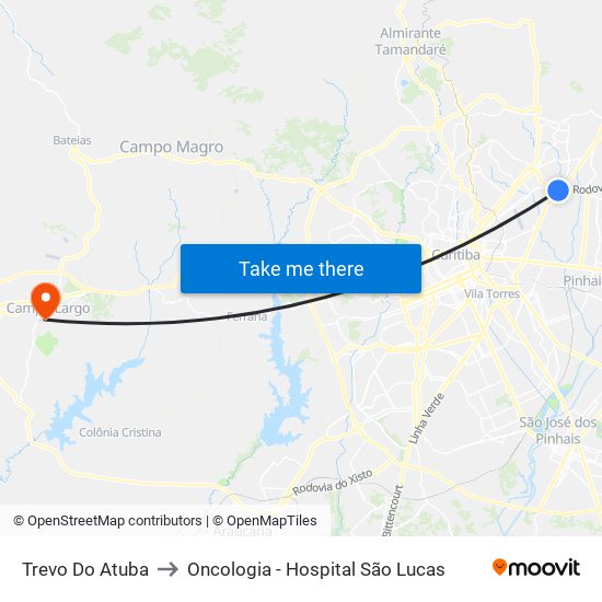 Av. Marechal Mascarenhas De Moraes, 2400 to Oncologia - Hospital São Lucas map