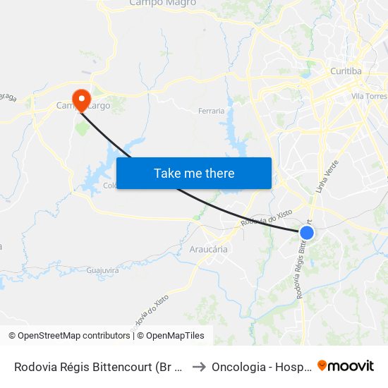 Rodovia Régis Bittencourt (Br 116) - Viaduto Pompéia to Oncologia - Hospital São Lucas map