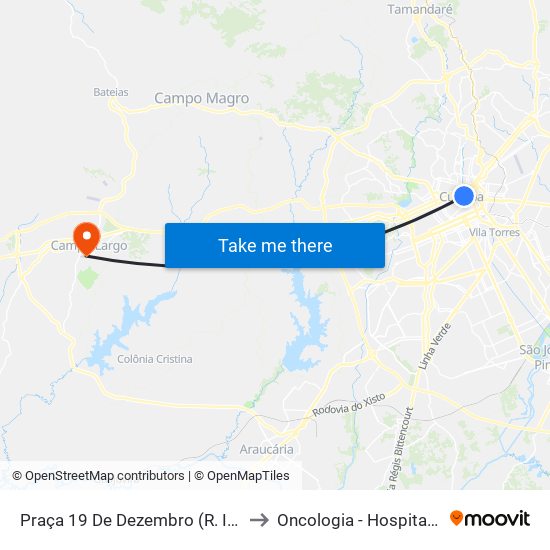Praça 19 De Dezembro (R. Inácio Lustosa) to Oncologia - Hospital São Lucas map