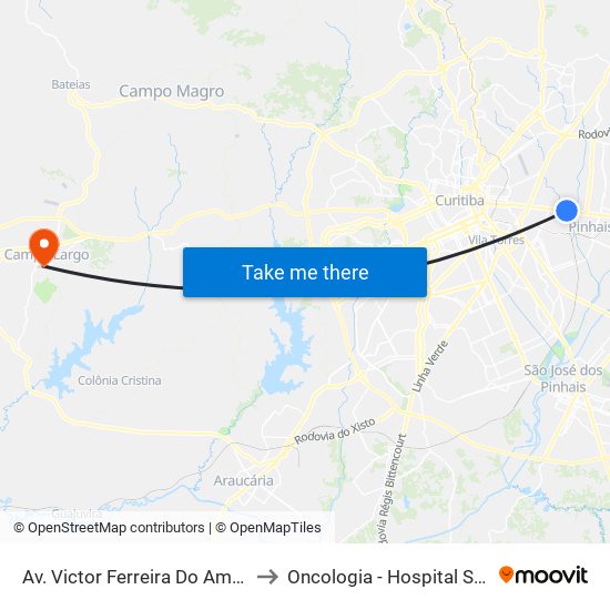 Av. Victor Ferreira Do Amaral, 3377 to Oncologia - Hospital São Lucas map
