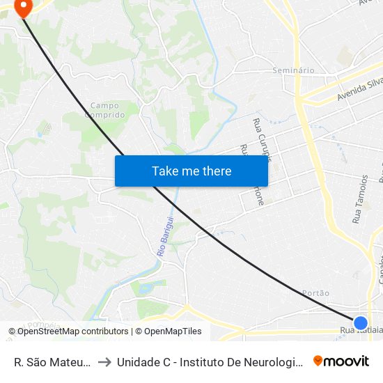 R. São Mateus, 200 to Unidade C - Instituto De Neurologia De Curitiba map