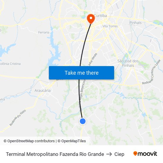 Terminal Metropolitano Fazenda Rio Grande to Ciep map