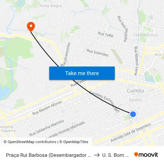 Praça Rui Barbosa (Desembargador Westphalen) to U. S. Bom Pastor map