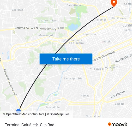 Terminal Caiuá to CliniRad map