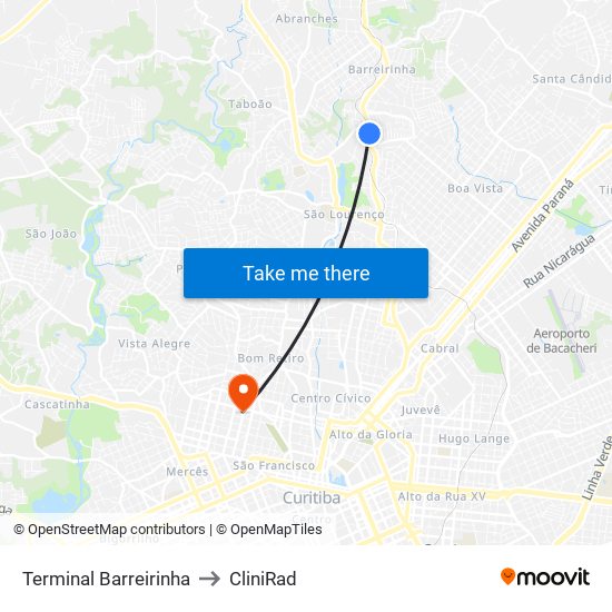 Terminal Barreirinha to CliniRad map