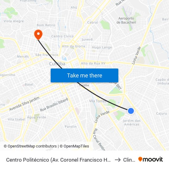 Centro Politécnico (Av. Coronel Francisco Heráclito Dos Santos, 400) to CliniRad map