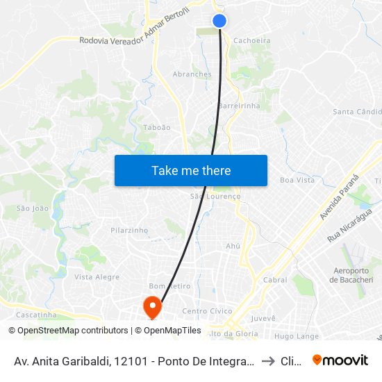 Av. Anita Garibaldi, 12101 - Ponto De Integração Temporal (Desembarque) to CliniRad map