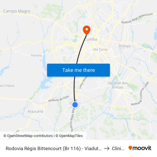 Rodovia Régis Bittencourt (Br 116) - Viaduto Pompéia to CliniRad map