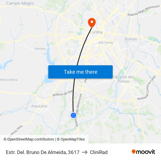 Estr. Del. Bruno De Almeida, 3617 to CliniRad map
