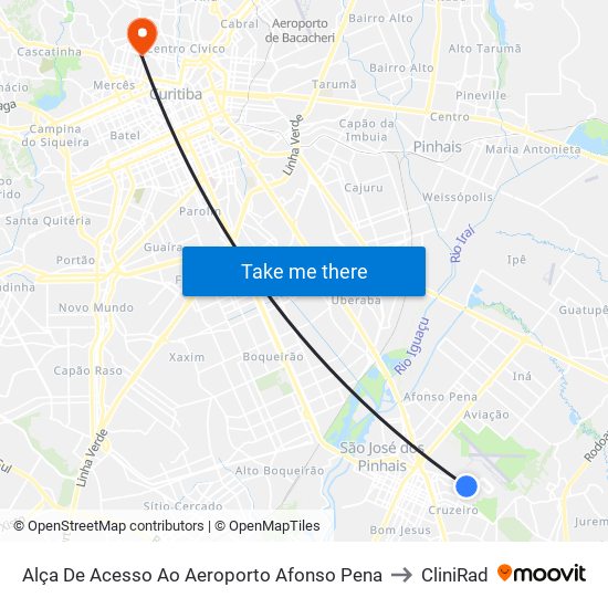 Alça De Acesso Ao Aeroporto Afonso Pena to CliniRad map