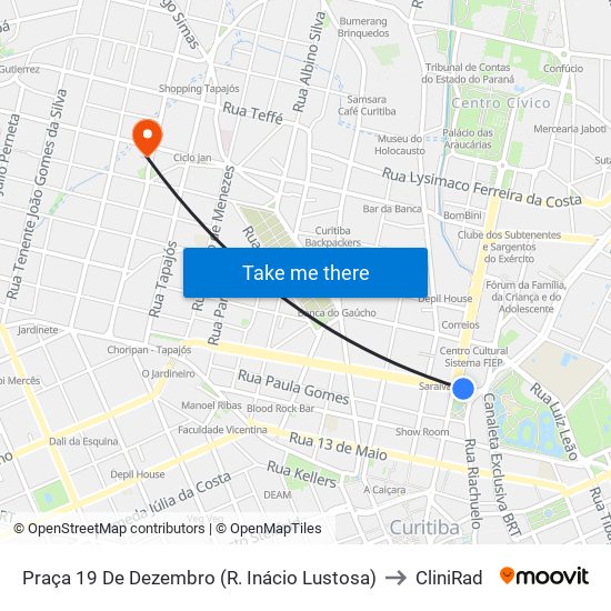Praça 19 De Dezembro (R. Inácio Lustosa) to CliniRad map