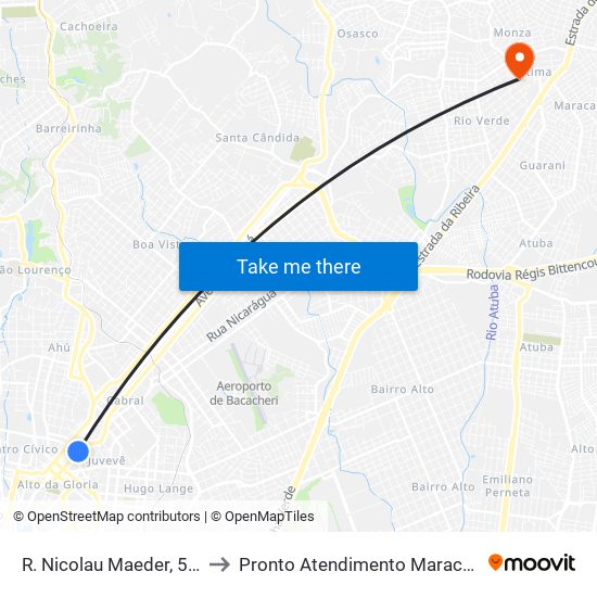 R. Nicolau Maeder, 562 to Pronto Atendimento Maracanã map