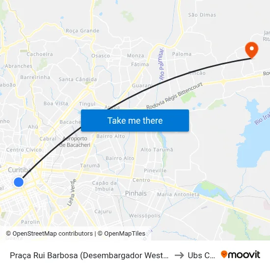 Praça Rui Barbosa (Desembargador Westphalen) to Ubs Caic map