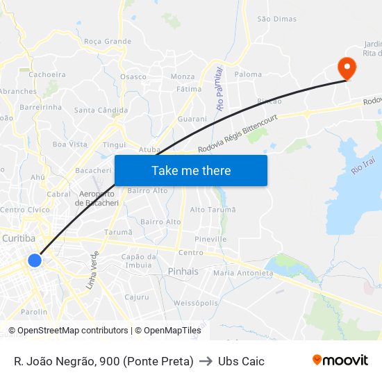 R. João Negrão, 900 (Ponte Preta) to Ubs Caic map