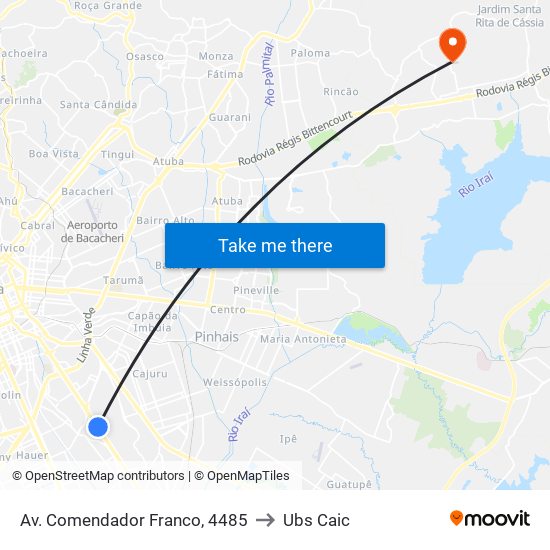 Av. Comendador Franco, 4485 to Ubs Caic map