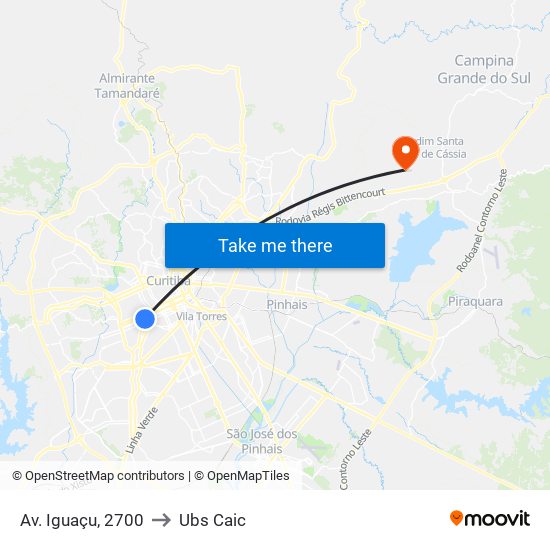 Av. Iguaçu, 2700 to Ubs Caic map